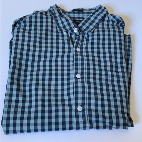 Blue J. Crew slim fit gingham button down shirt